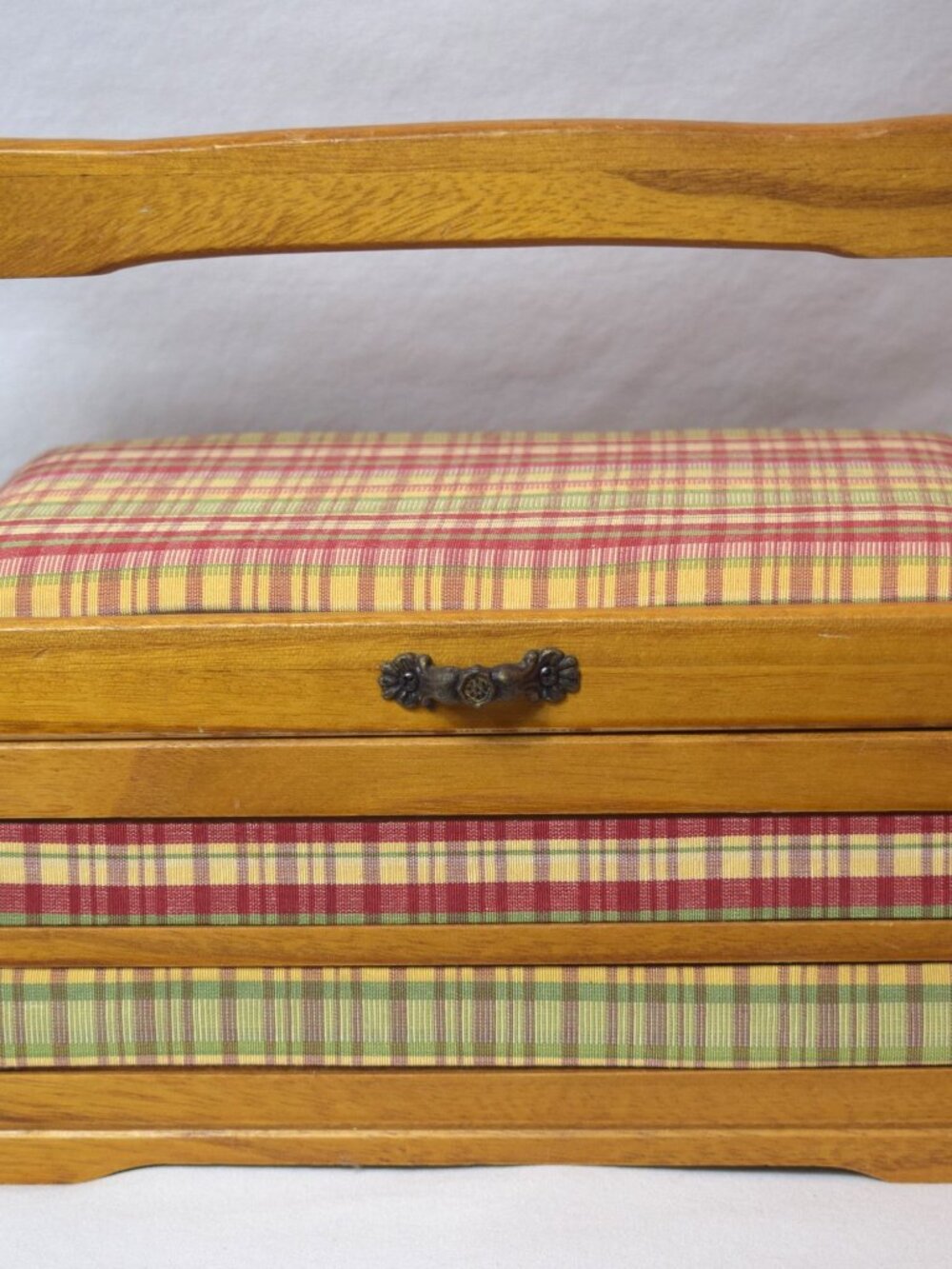 Vintage Wooden Sewing Box Storage Caddy